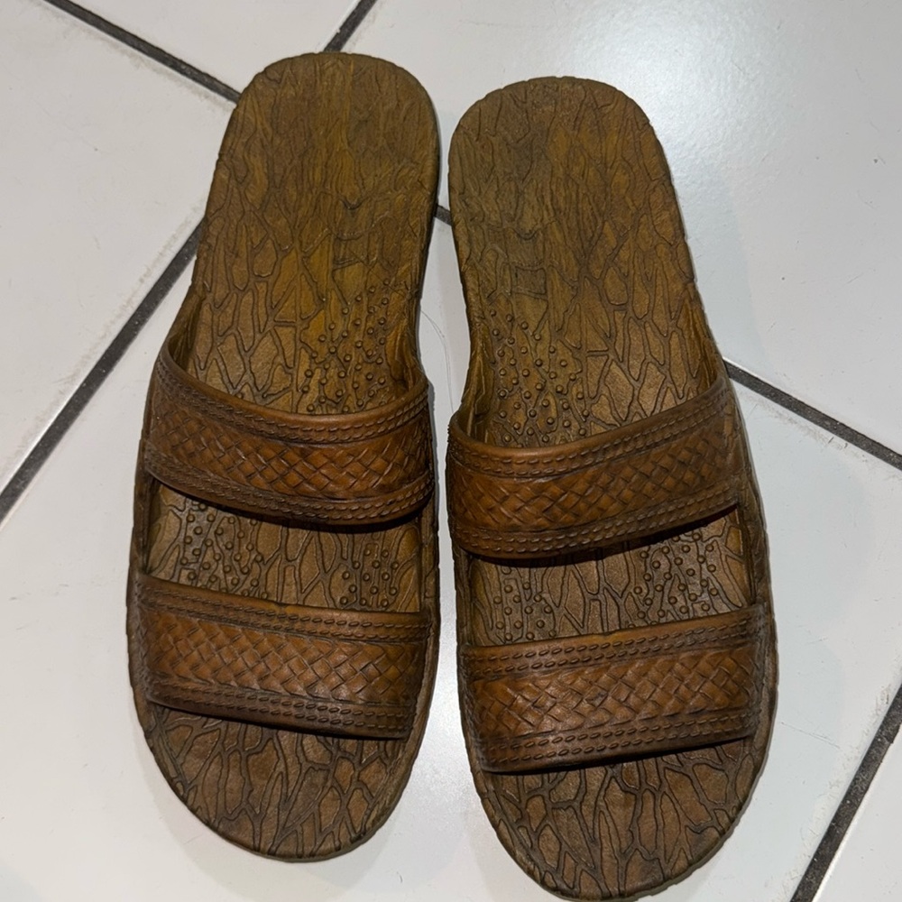 Brown slide sandals
